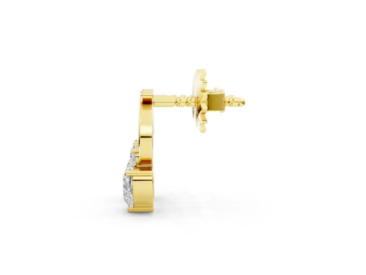 Heart Diamond Ribbon Drop Earrings with Diamond Accent Yellow gold