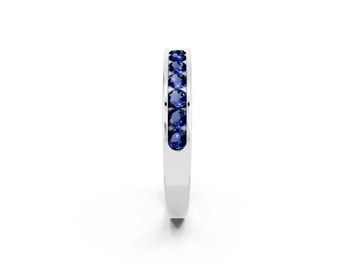 Channel Set Round Blue Sapphire Eternity Band Platinum