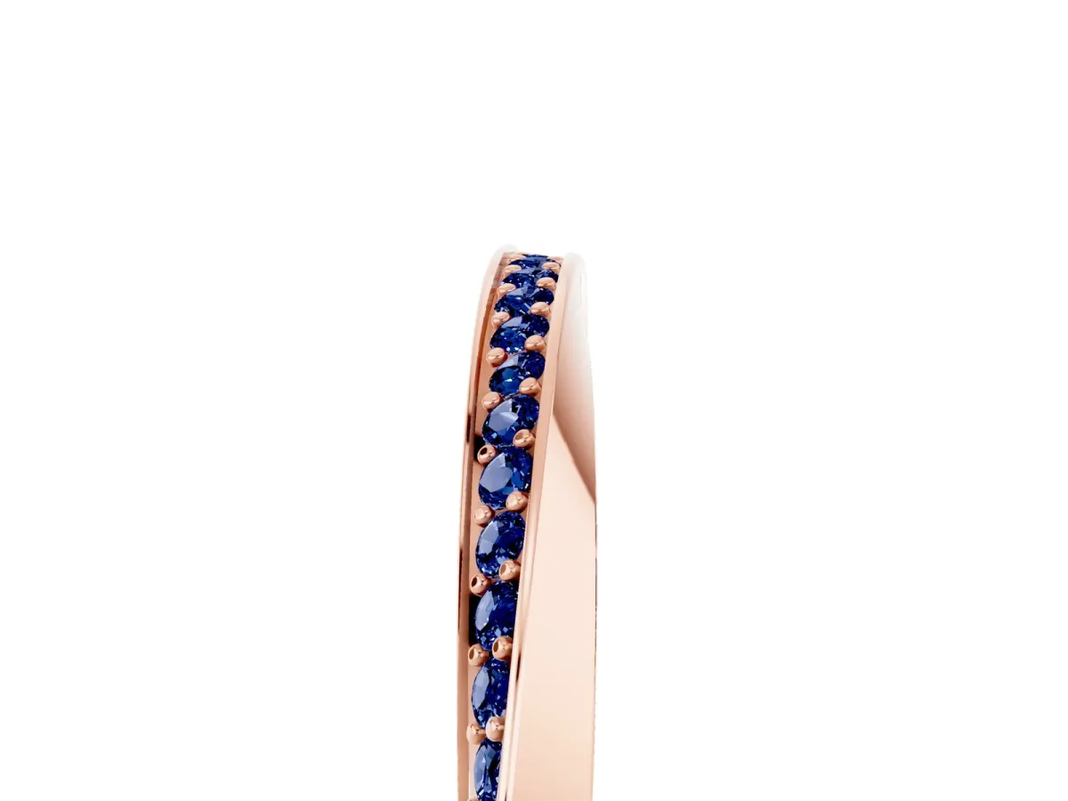 Pavé Round Blue Sapphire Twist Band Rose gold