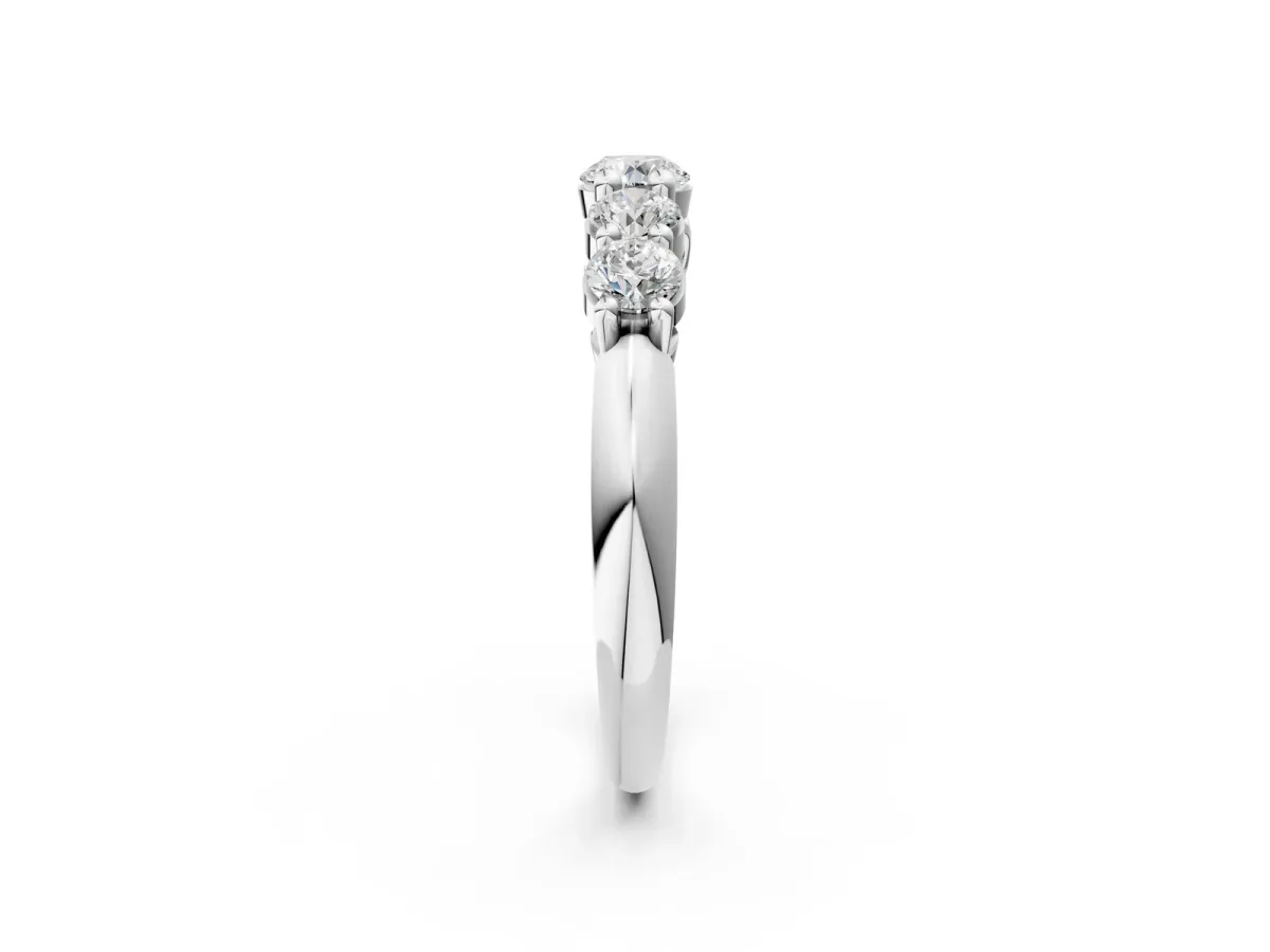 Five-Stone Round Brilliant Diamond Prong Set White Gold Band Silver