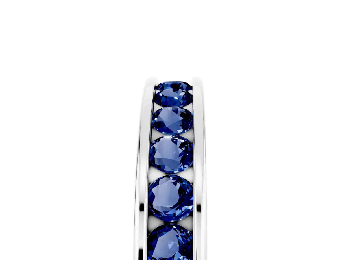 Channel Set Round Blue Sapphire Eternity Band Platinum