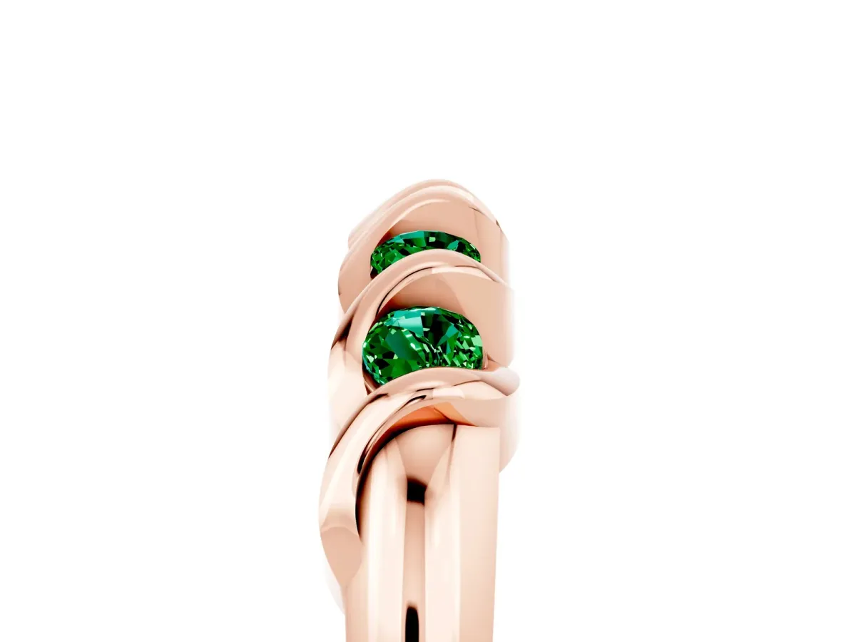 Round Emerald Eternity Band with Twist Prong Setting Rose gold