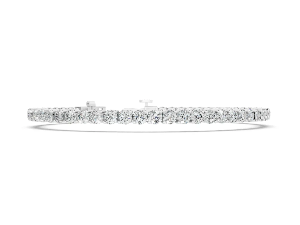 Round Diamond Tennis Bracelet with Prong Setting and Box Clasp Silver
