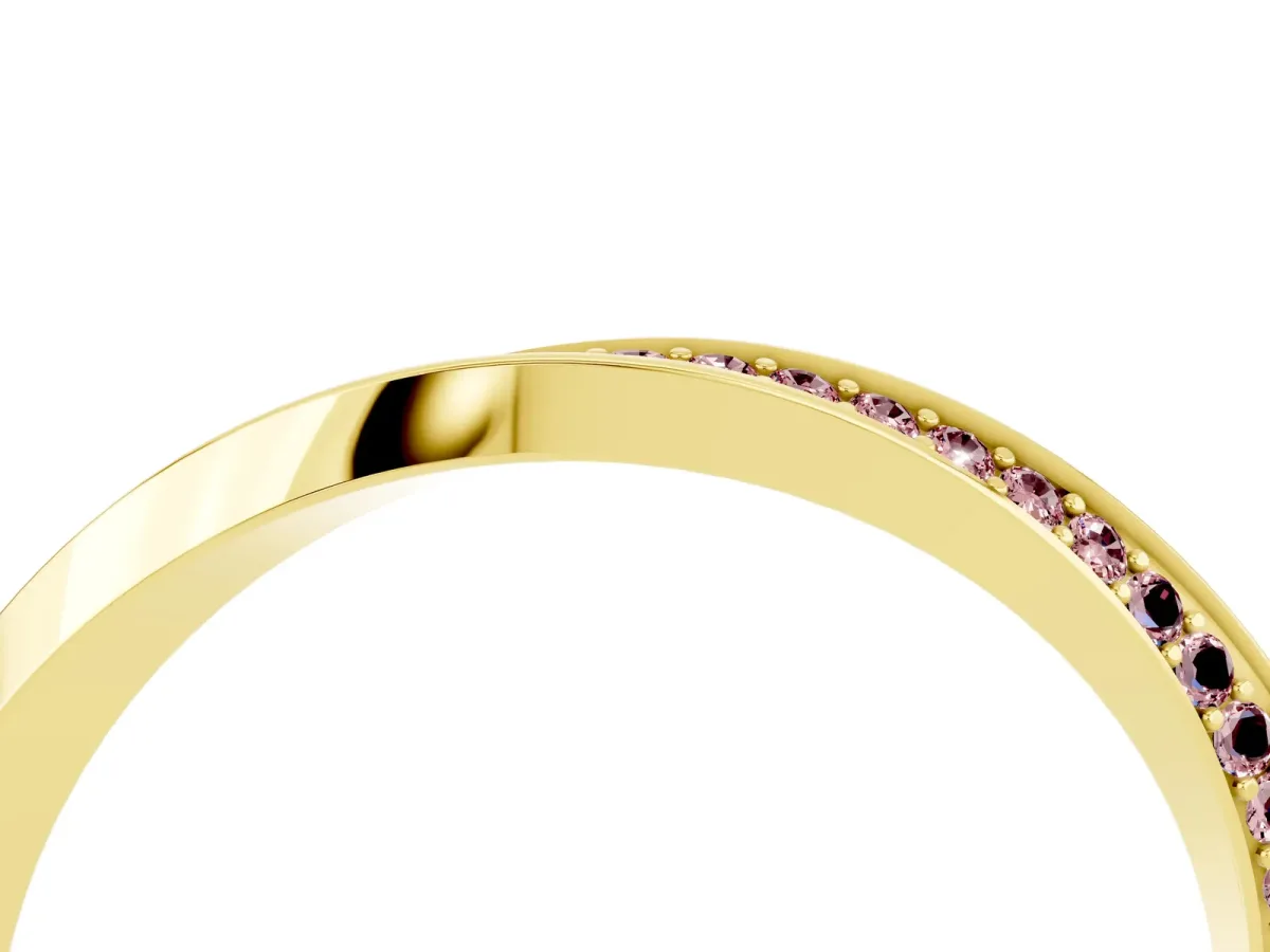Pavé Round Morganite Twist Band Yellow gold