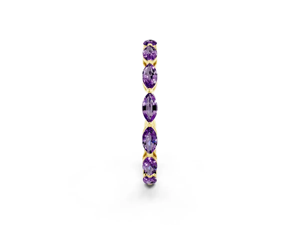 Marquise Amethyst Eternity Band with U-Prong Setting Yellow gold