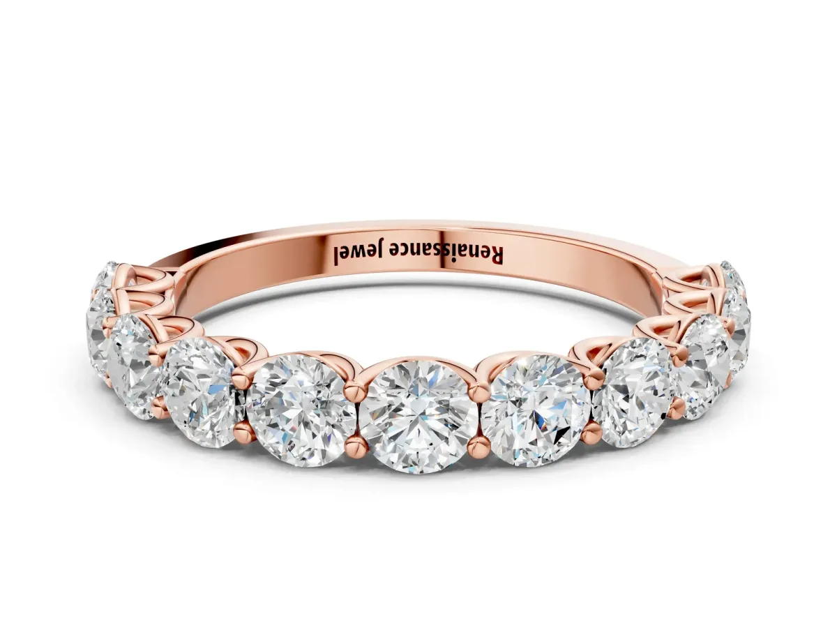 Round Diamond Shared Prong Eternity Band Rose gold