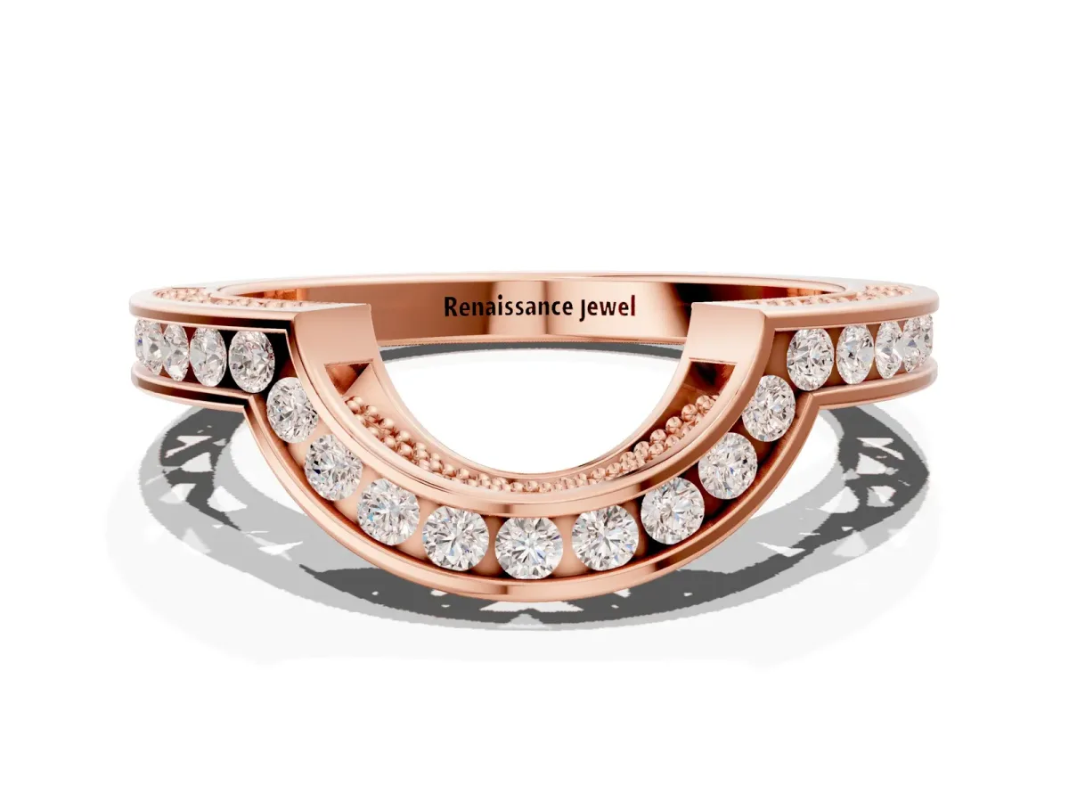 Round Channel-Set Diamond Contour Band Rose gold