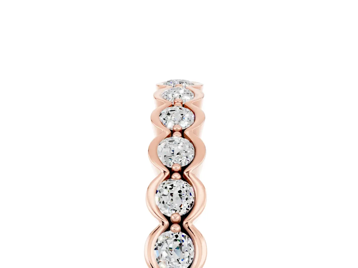 Round Moissanite Bezel Set Eternity Band Rose gold