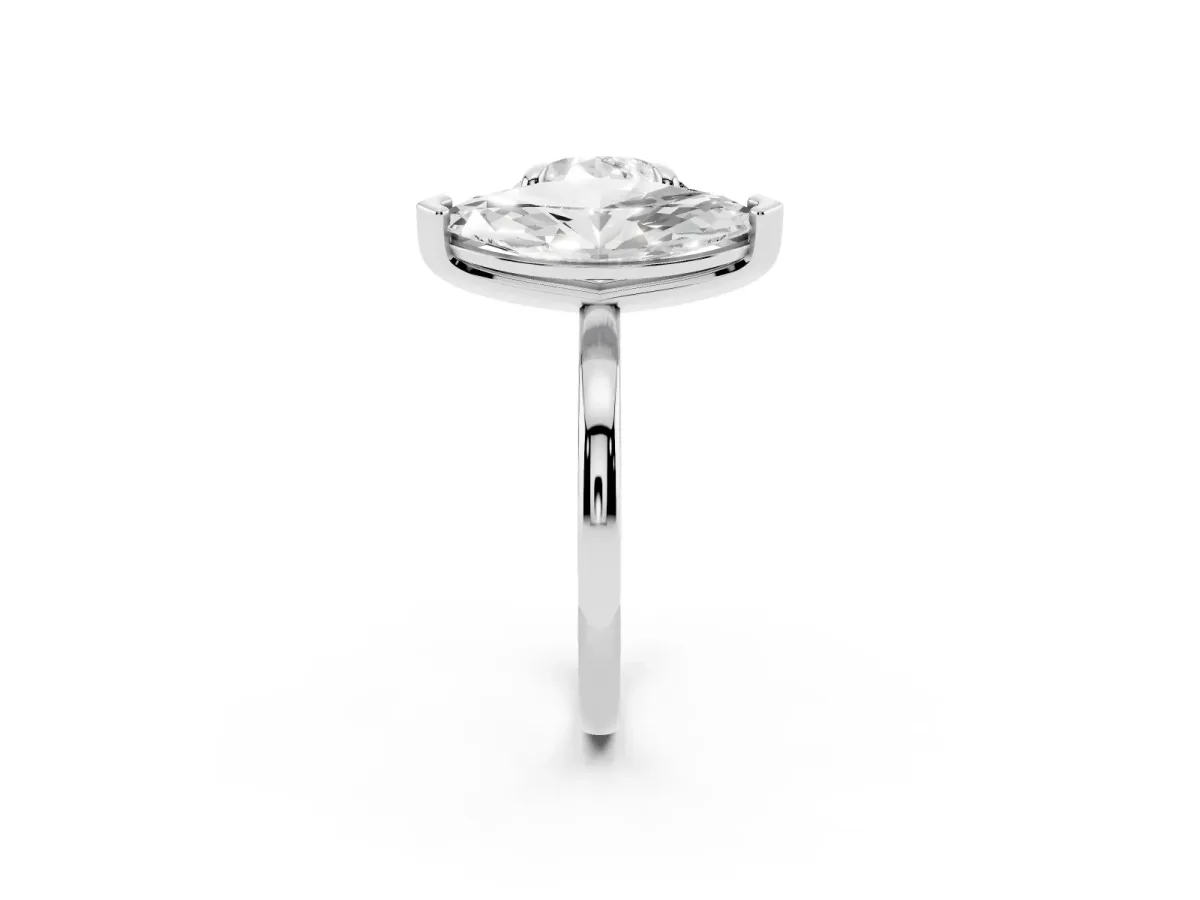 Round and Marquise Toi Moi Ring with Prong Setting and Plain Band Platinum