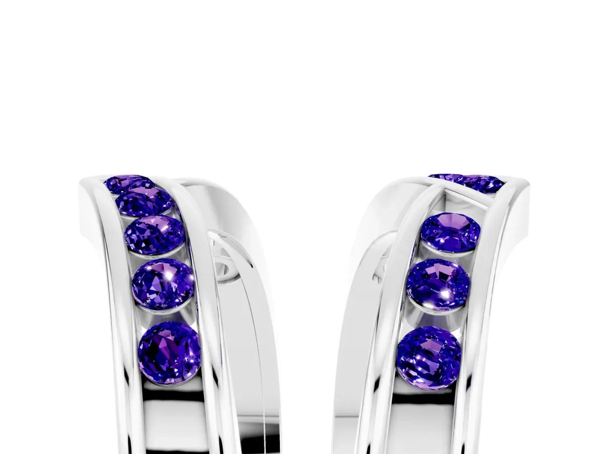 Round Tanzanite Channel-Set Chevron Band Platinum