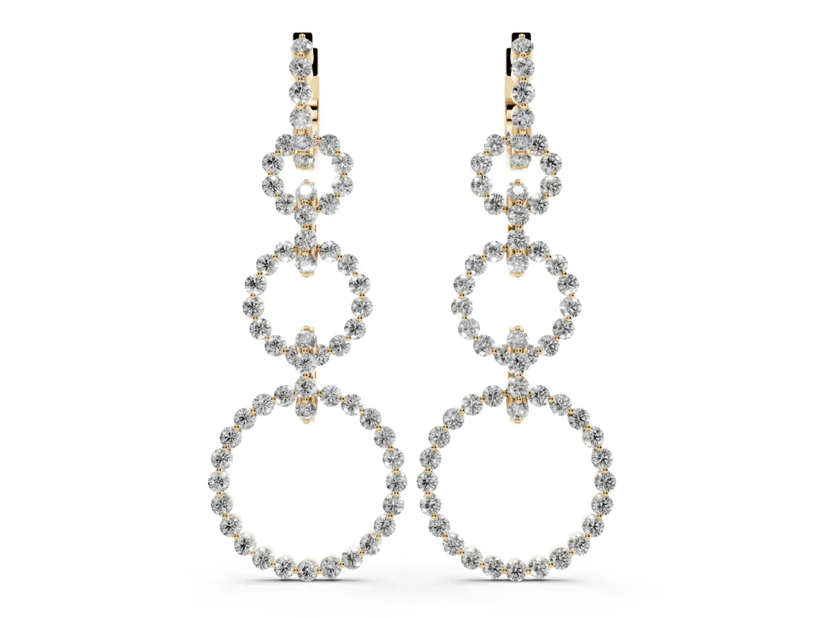 Round Diamond Multiway Open Circle Statement Earrings Yellow gold