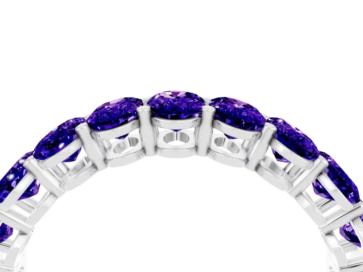 Oval Cut Tanzanite Eternity Band with Shared Prong Setting White gold