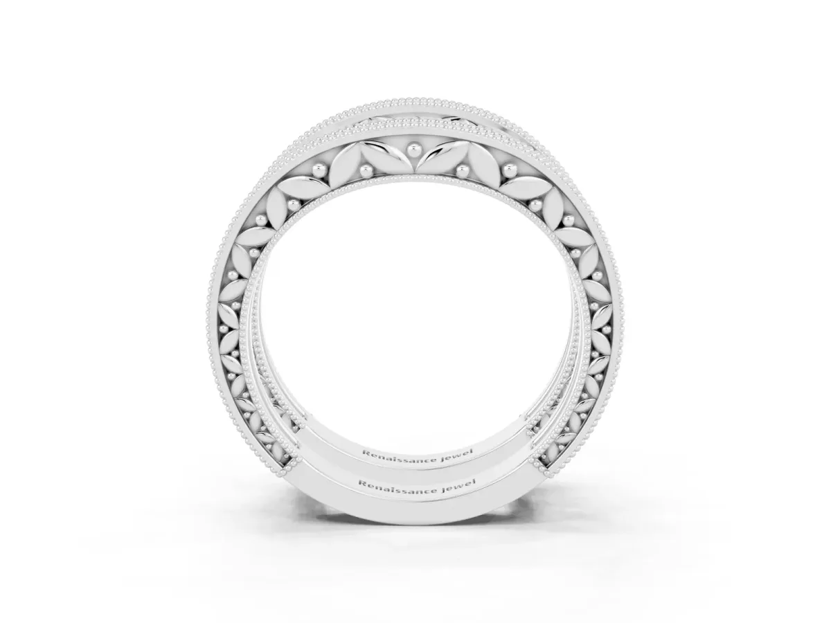 Round Citrine Milgrain Eternity Band with Channel Setting White gold