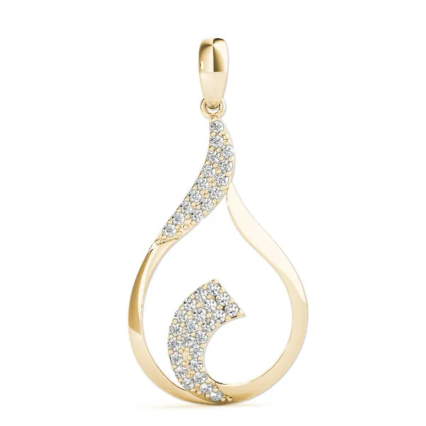Pavé Round Diamond Twist Pendant Yellow gold