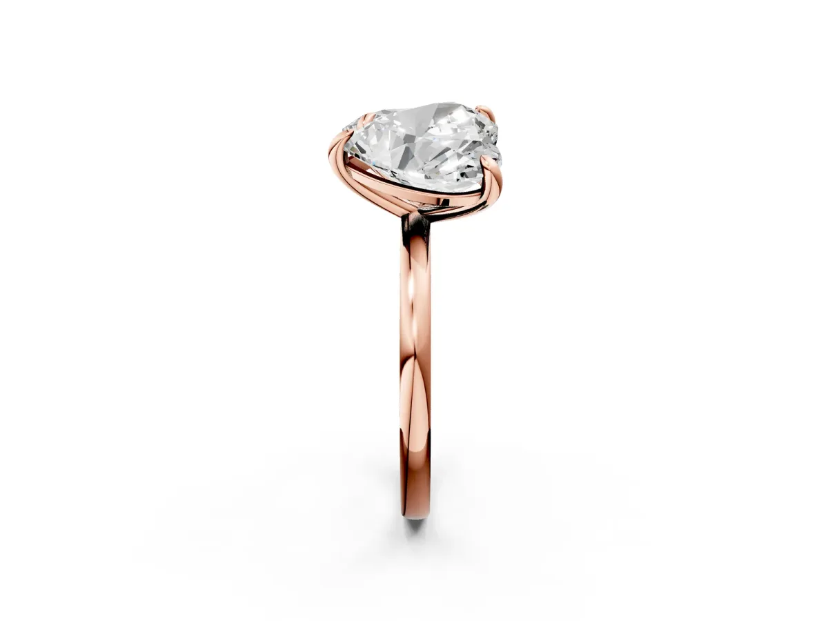 Oval and Heart Toi Moi Ring with Prong Setting and Plain Band Rose gold