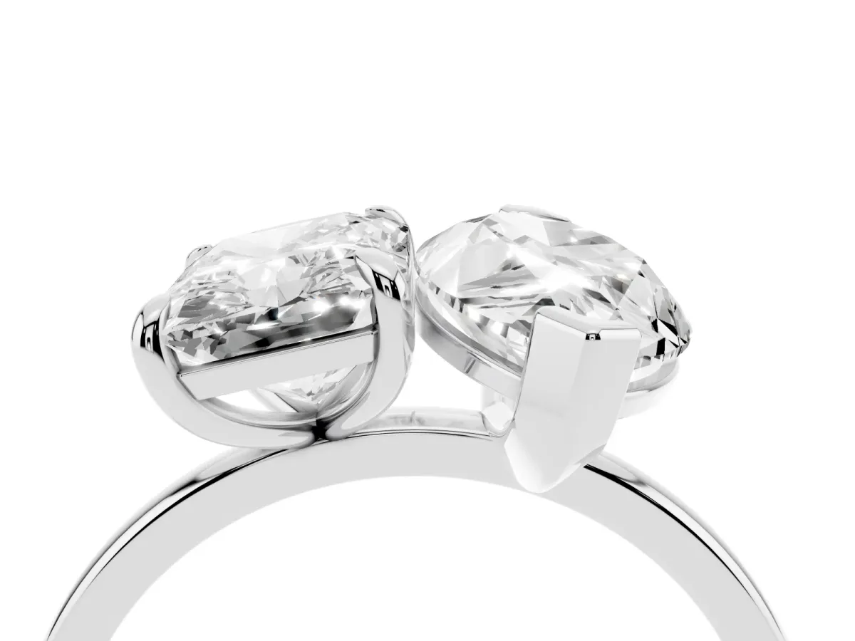 Radiant and Marquise Toi Moi Ring with Prong Setting and Plain Band White gold