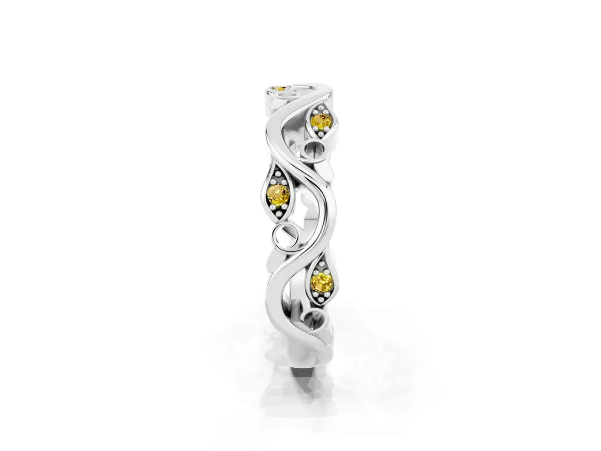 Marquise Yellow Sapphire Vine Eternity Band with Bezel Setting Platinum
