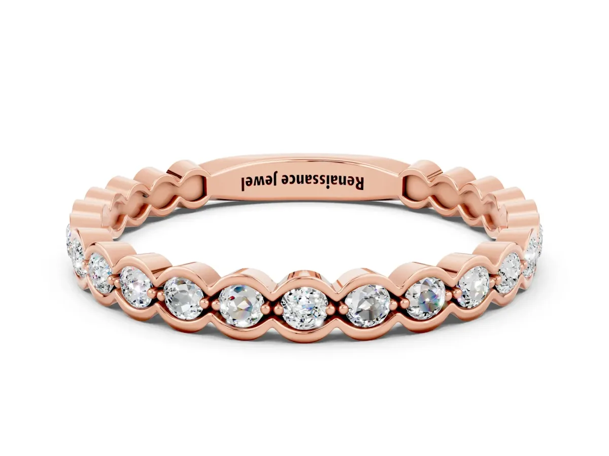 Round Moissanite Bezel Set Eternity Band Rose gold