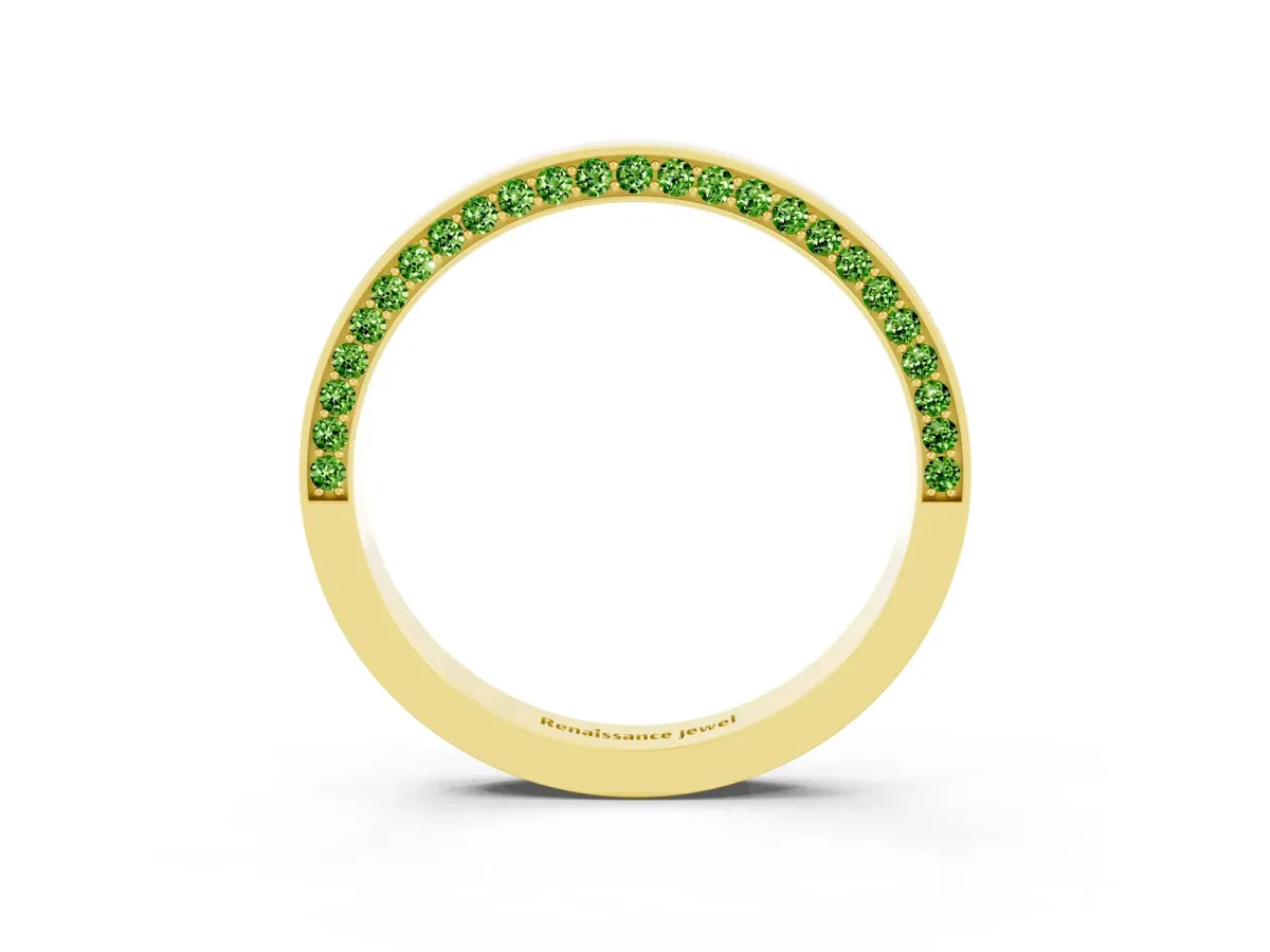 Pavé Round Peridot Channel Set Band Yellow gold