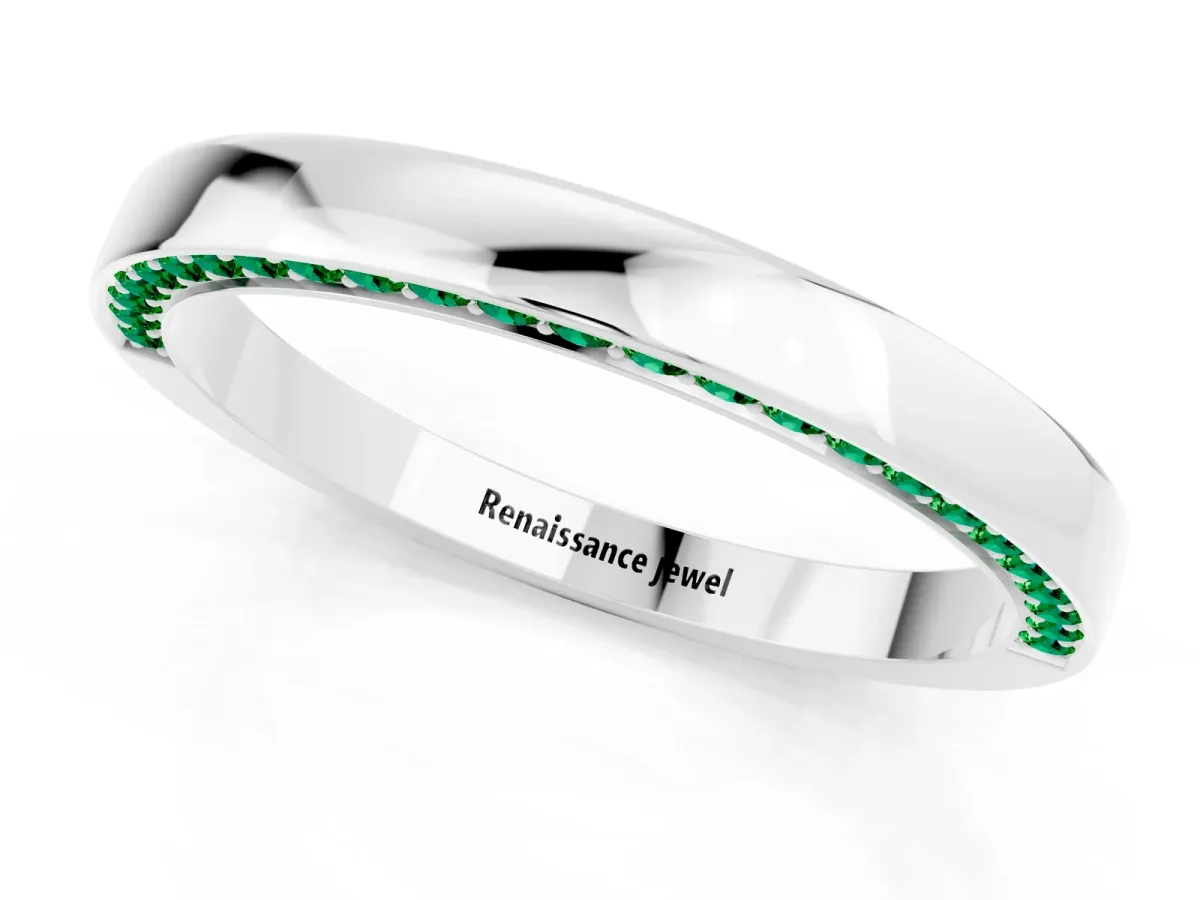 Pavé Round Emerald Channel Set Band Platinum