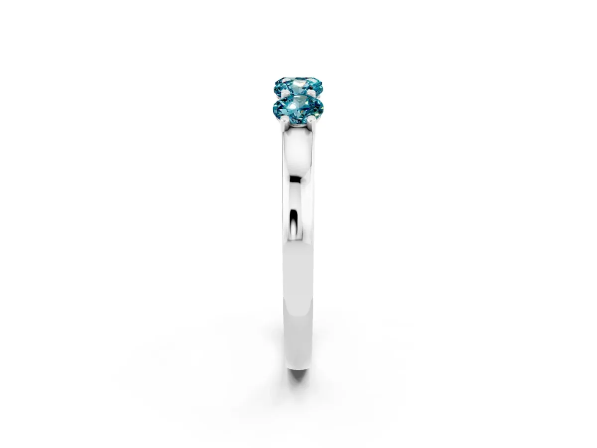 Four-Stone Round Blue Topaz Prong-Set Band Silver