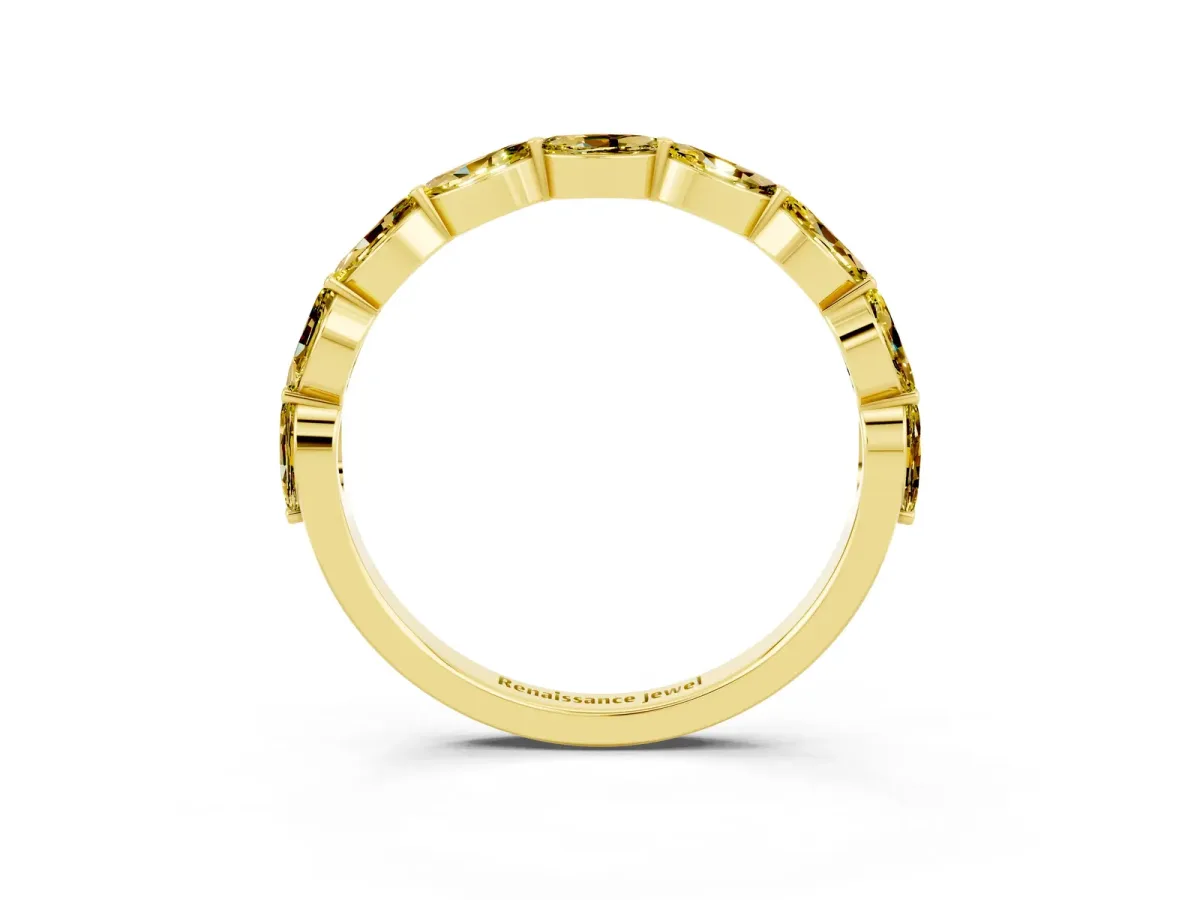 Marquise Yellow Sapphire Half Eternity Band with Prong Setting Yellow gold