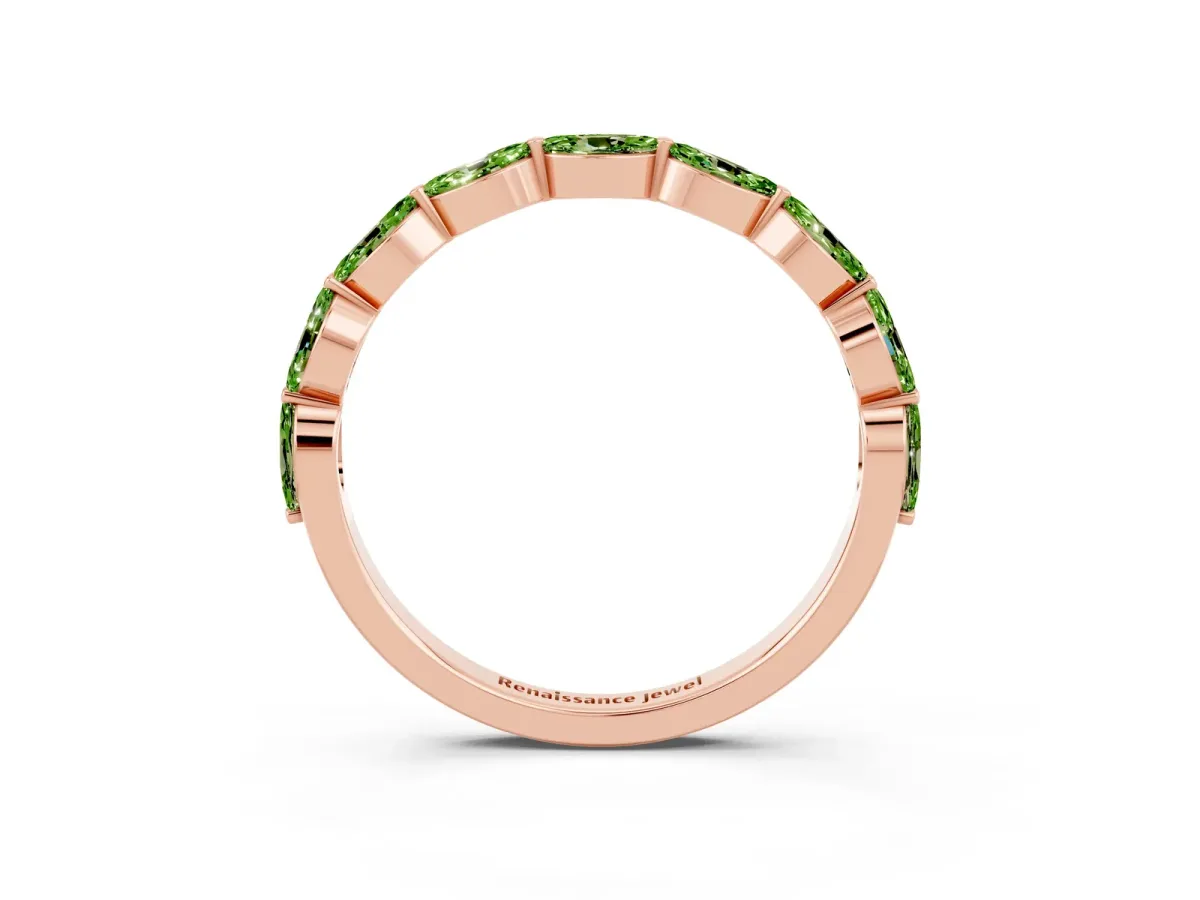 Marquise Peridot Half Eternity Band with Prong Setting Rose gold
