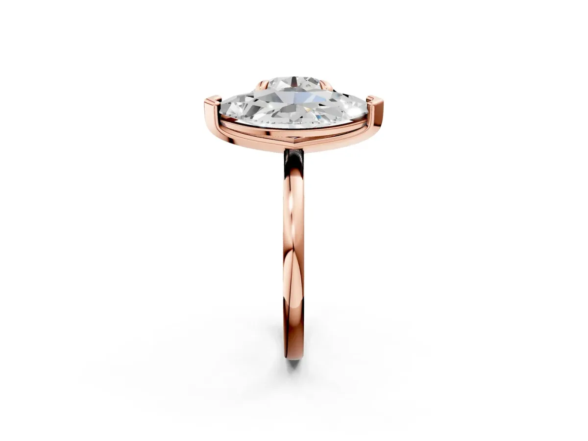 Round and Marquise Toi Moi Ring with Prong Setting and Plain Band Rose gold