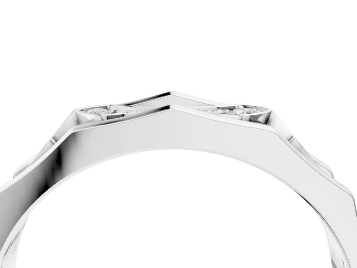 Pavé Round Diamond Eternity Band with Bar Prong Setting White gold