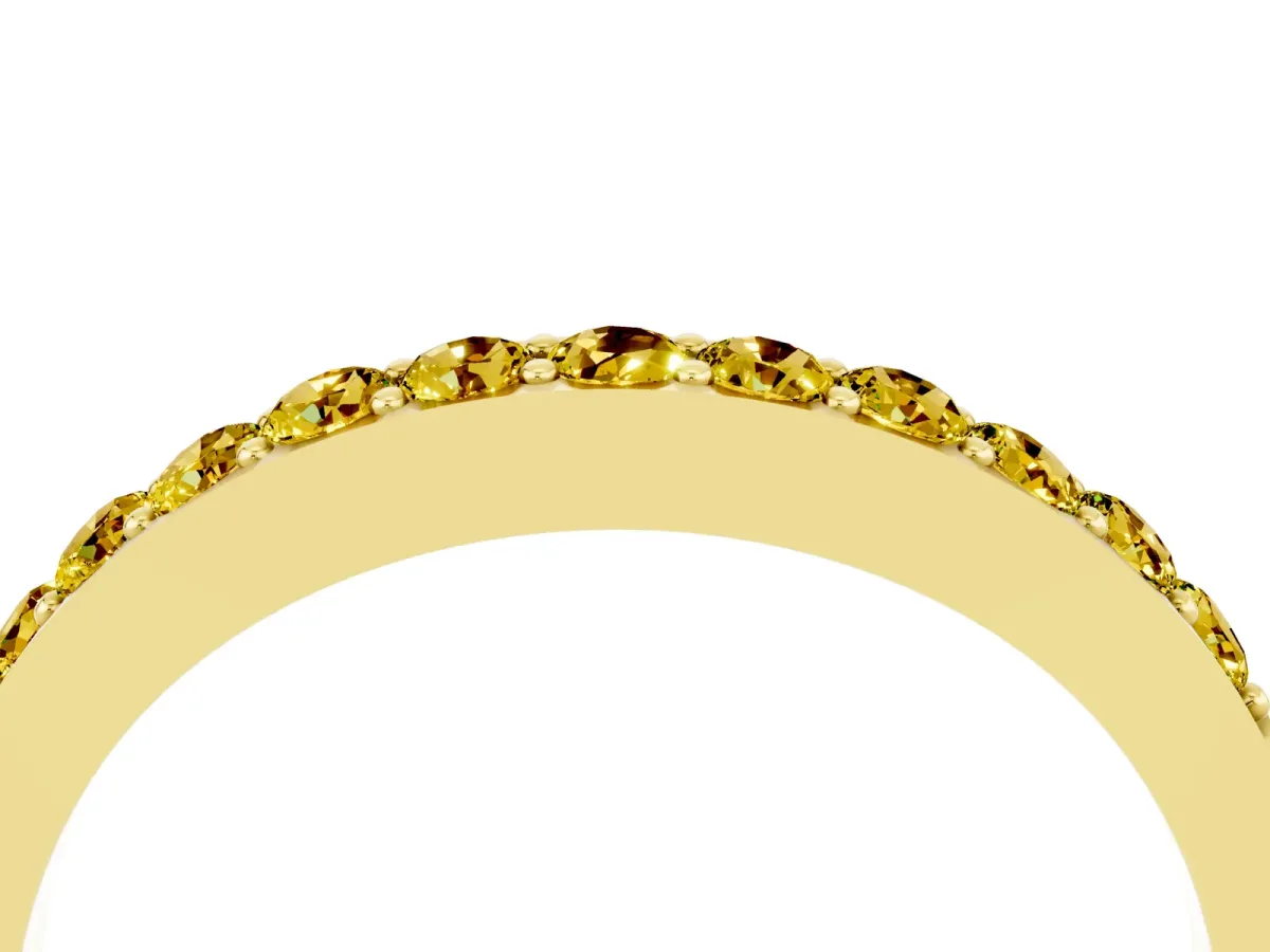 Round Yellow Sapphire Curved Wedding Band with Channel Setting Yellow gold
