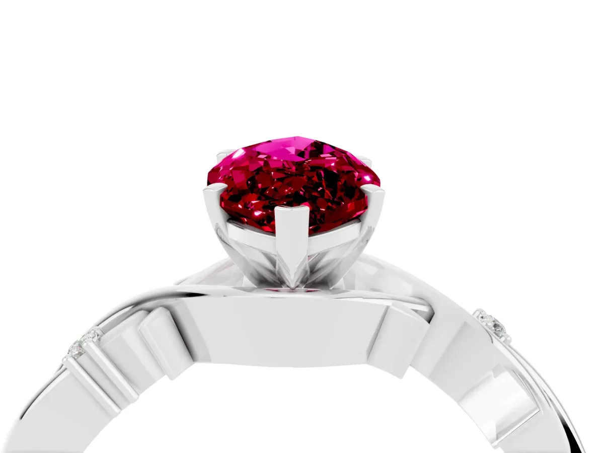 Marquise Cut Garnet Solitaire Ring with Twisted Band and Prong Setting Platinum