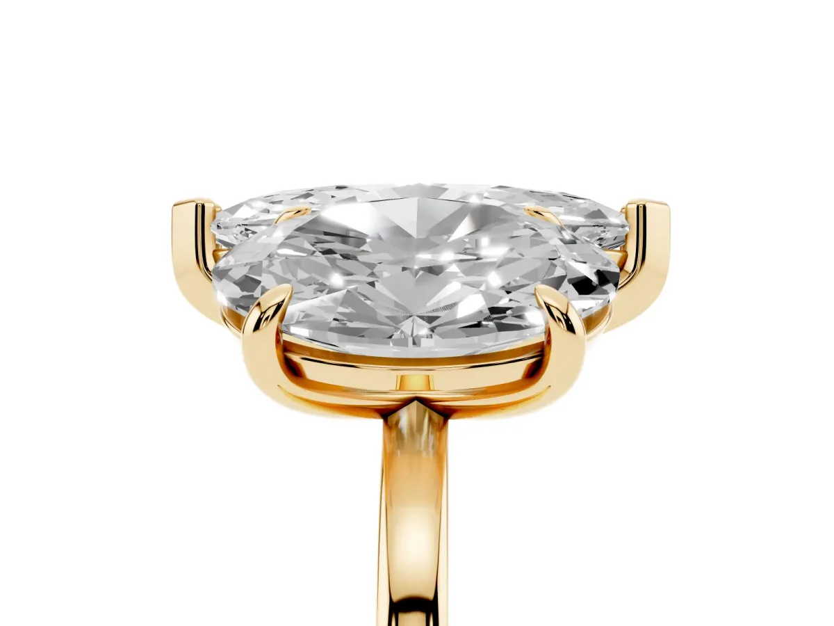 Oval and Marquise Toi Moi Ring with Prong Setting and Plain Band Yellow gold