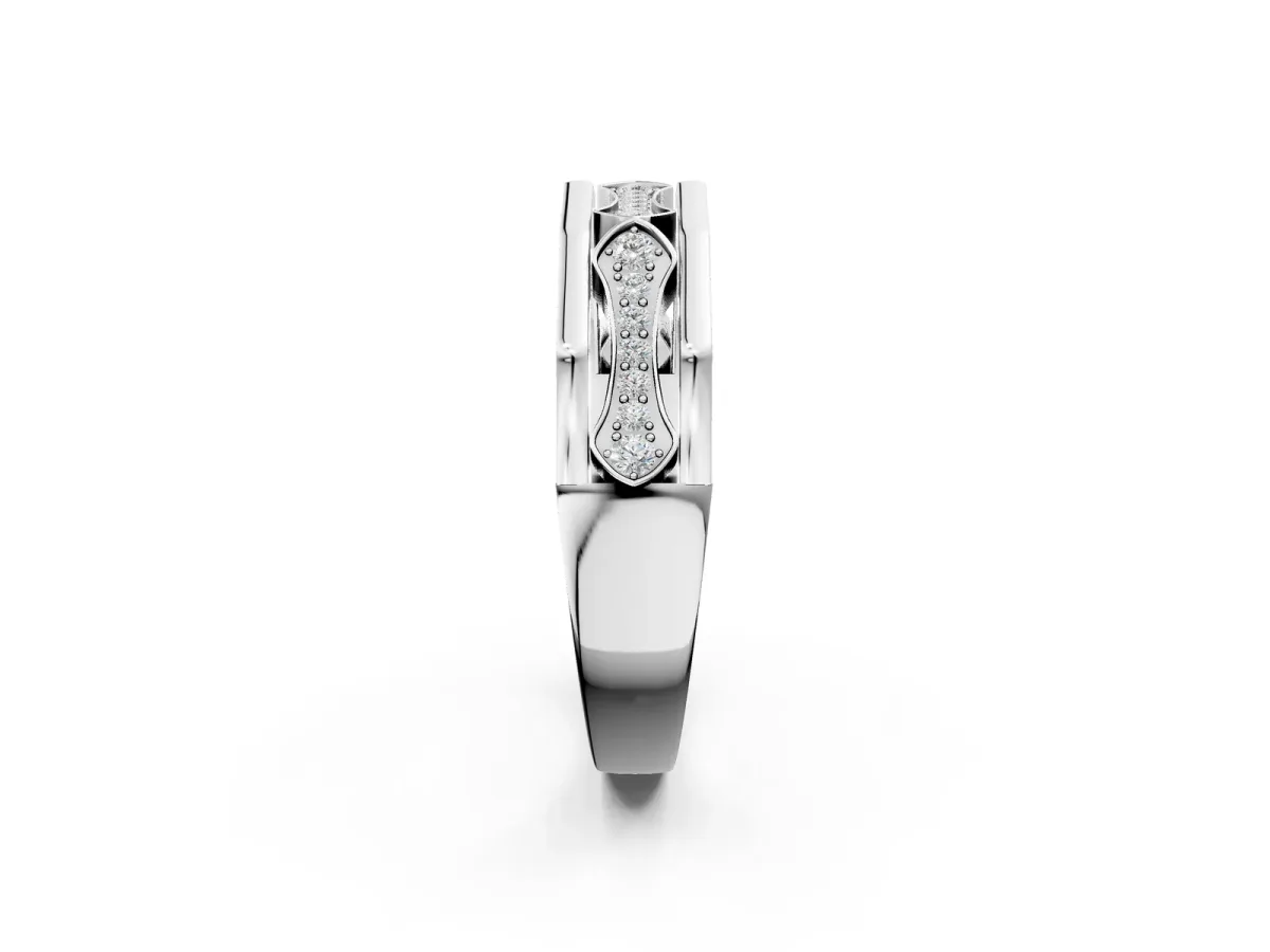 Pavé Round Diamond Eternity Band with Bar Prong Setting White gold