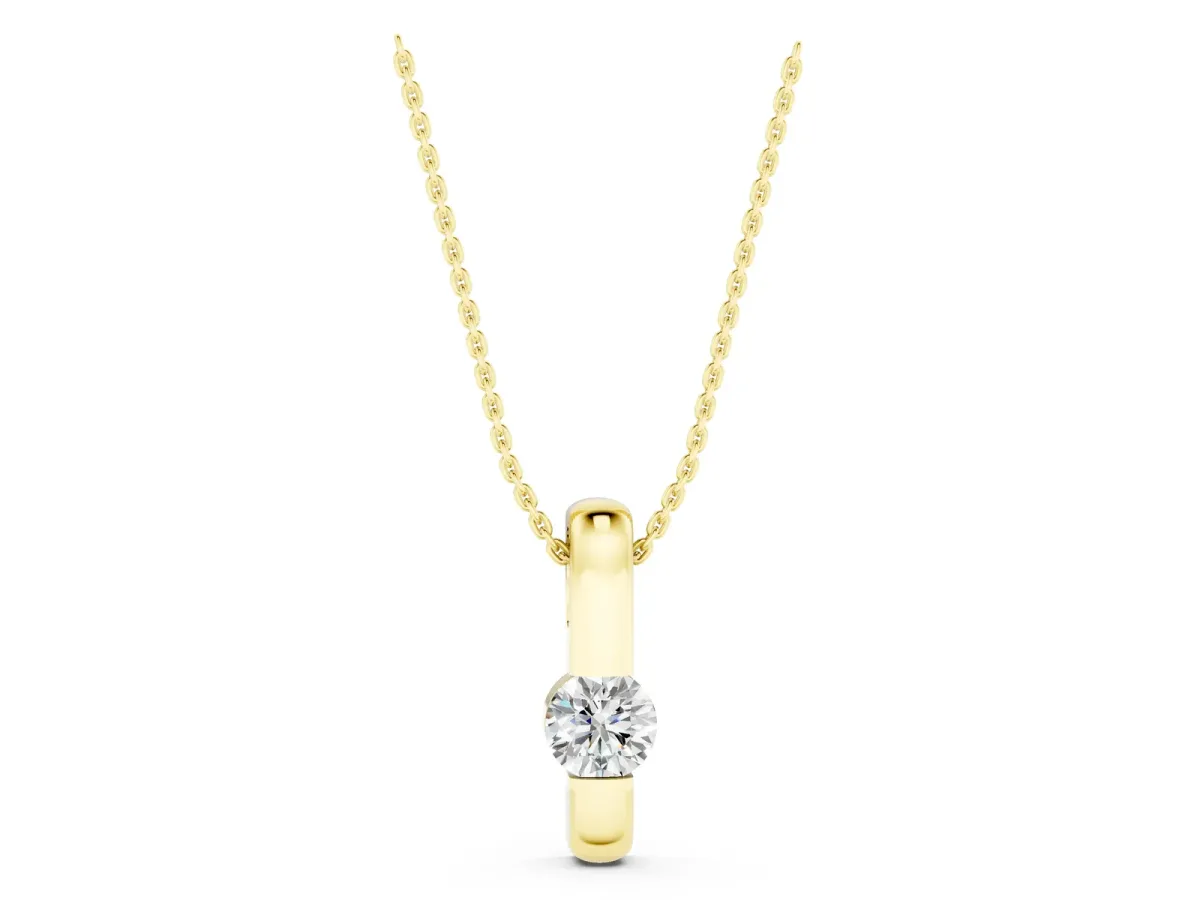 Round Bezel-Set Diamond Pendant Yellow gold