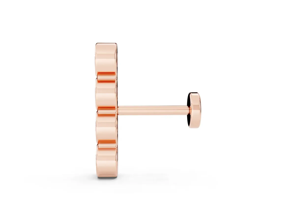 Round Diamond Row Flatback Earring Rose gold