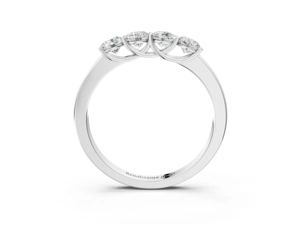 Four-Stone Round Diamond Prong-Set Band White gold