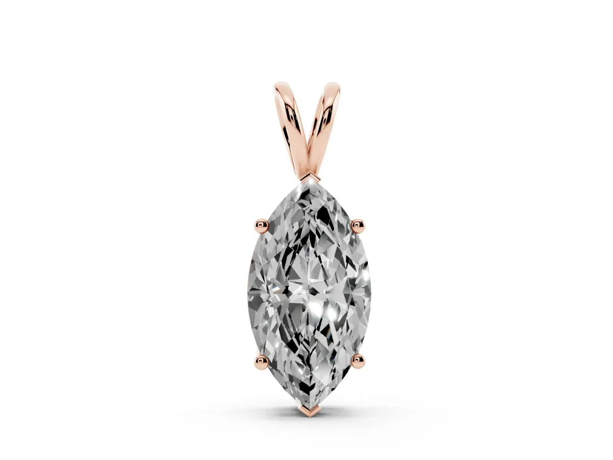 Marquise Diamond Solitaire Pendant with Prong Setting Rose gold