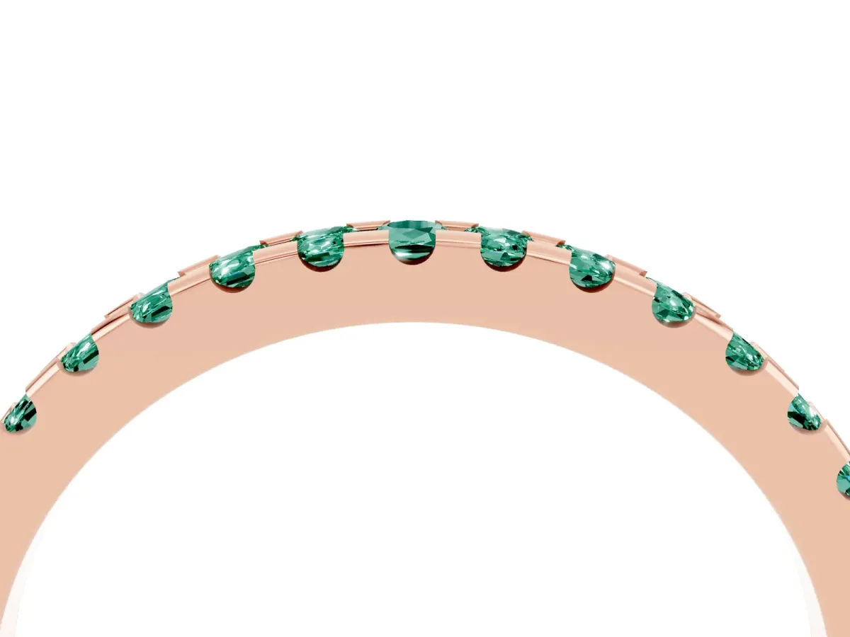 Round Green Sapphire Pavé Set Eternity Band with Micro Prong Setting Rose gold