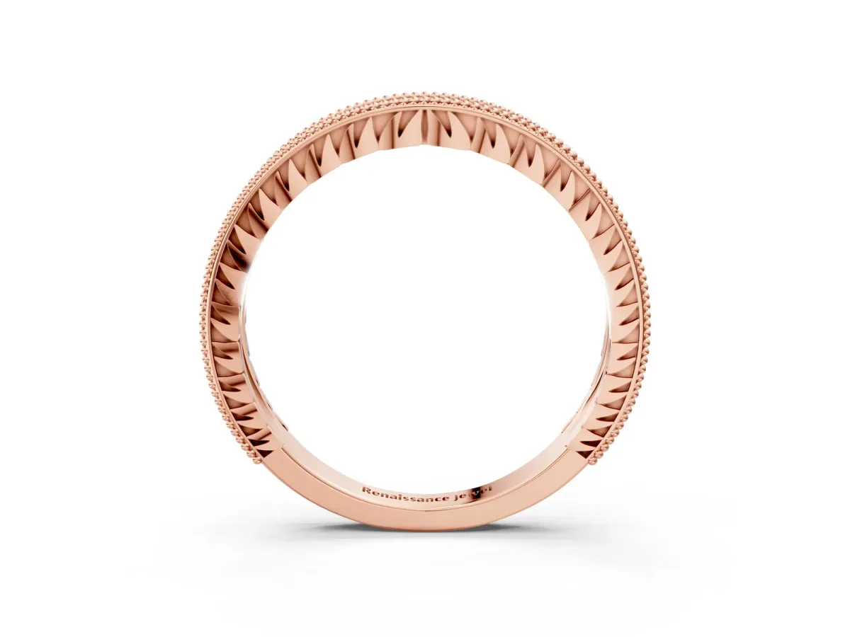 Round Cut Diamond Milgrain Pavé Eternity Band Rose gold