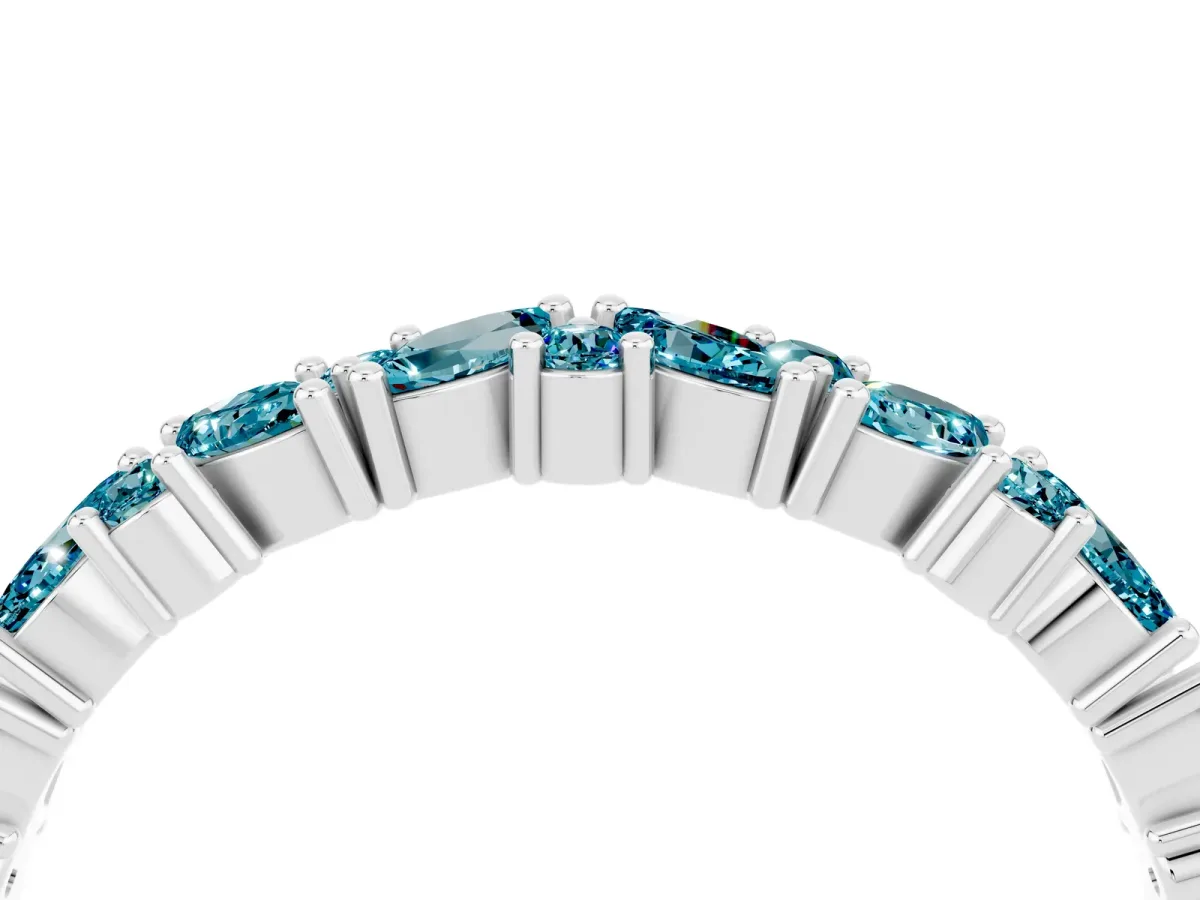 Marquise and Round Blue Topaz Vine Eternity Band with Prong Setting Silver