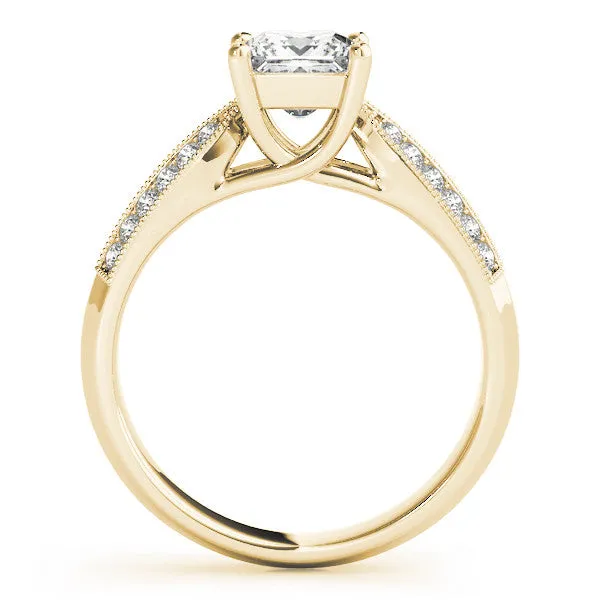 Pear Cut Cut Pave Split Shank Engagement Ring with Four-Prong Setting Yellow gold
