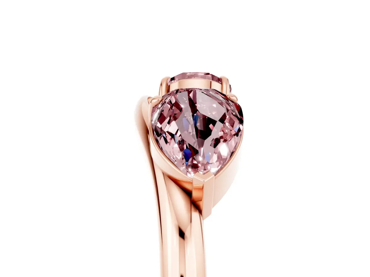 Two-Stone Pear Morganite Bypass Ring with Prong Setting Rose gold