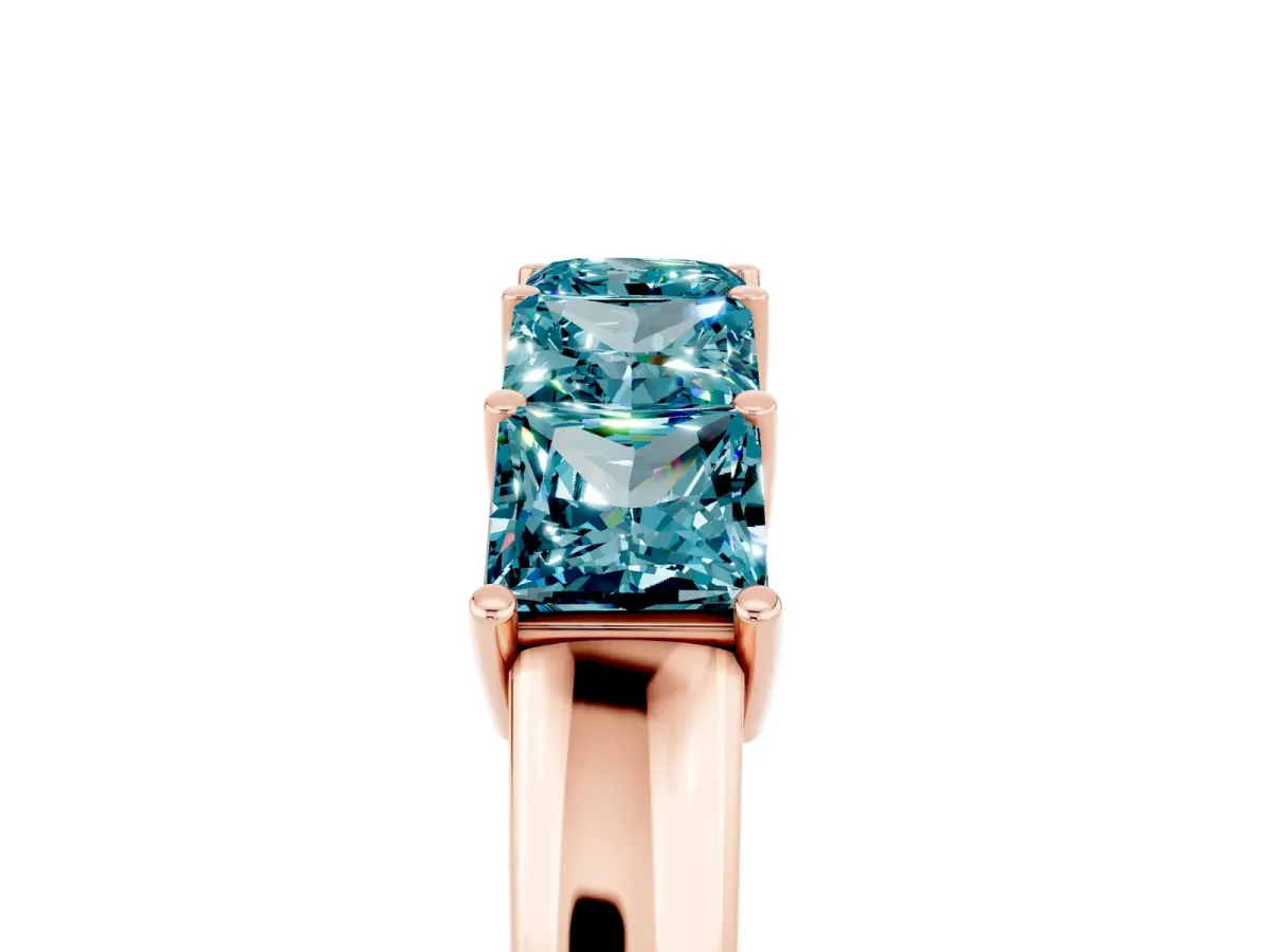 Princess Cut Five-Stone Blue Topaz Band with Prong Setting Rose gold