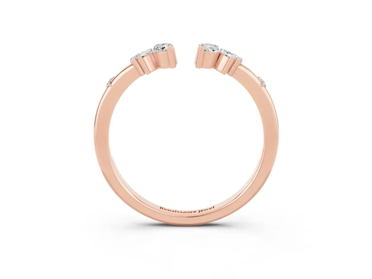 Open Marquise Cluster Moissanite Band with Prong Setting Rose gold