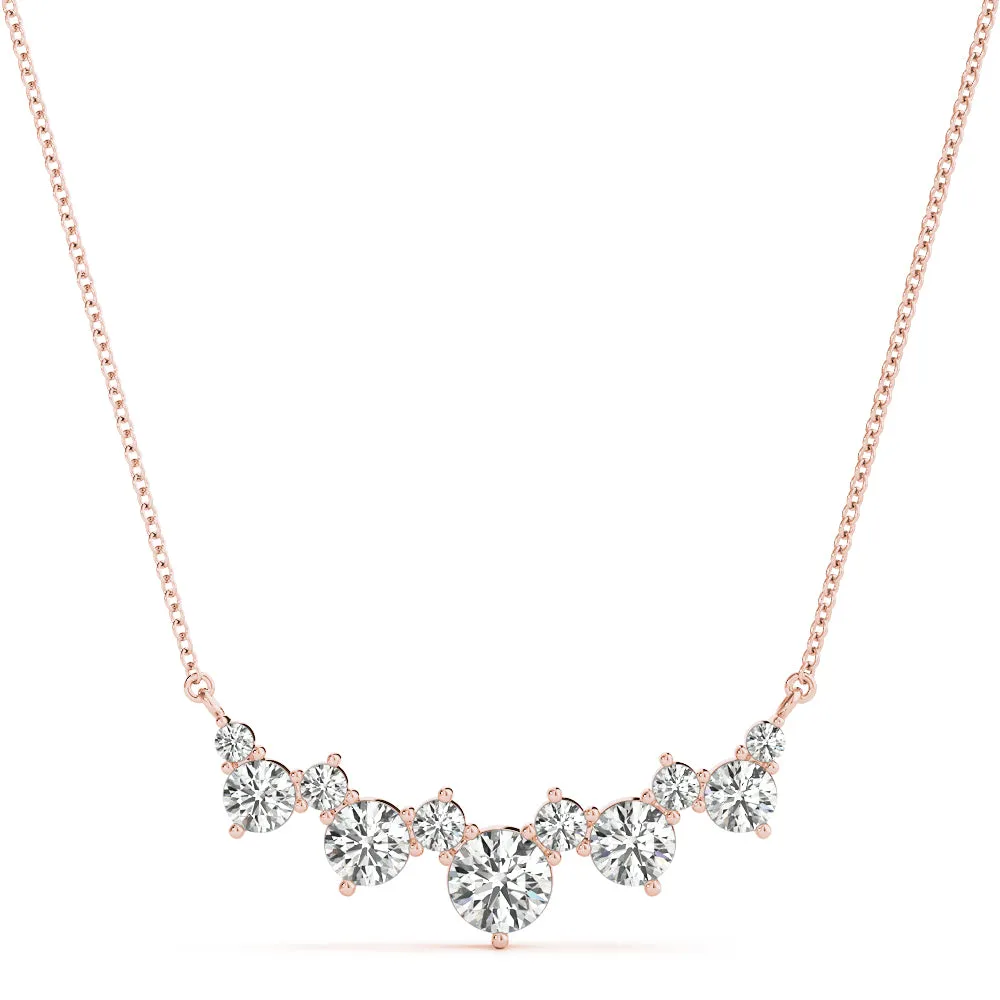 Round Diamond Graduated V-Prong Necklace Rose gold