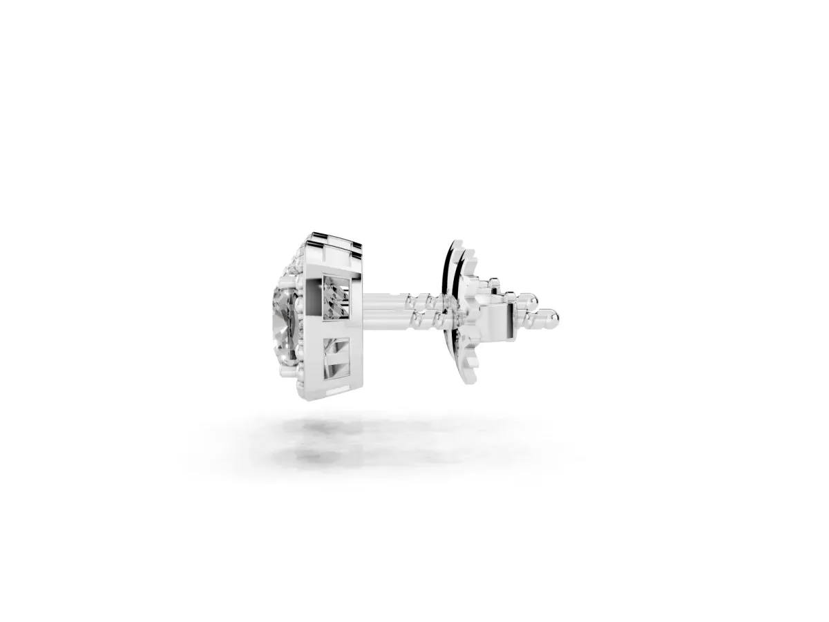 Cushion Diamond Beaded Halo Stud Earrings Platinum