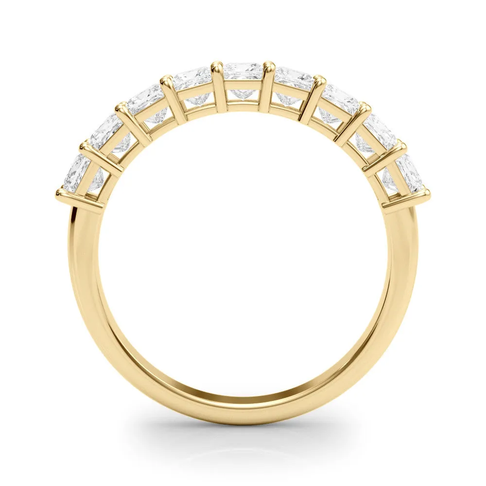 Princess Cut Diamond Prong Set Eternity Band Yellow gold