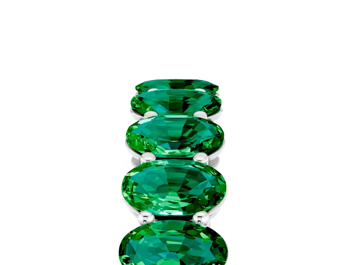 Oval Cut Emerald Eternity Band with Shared Prong Setting White gold