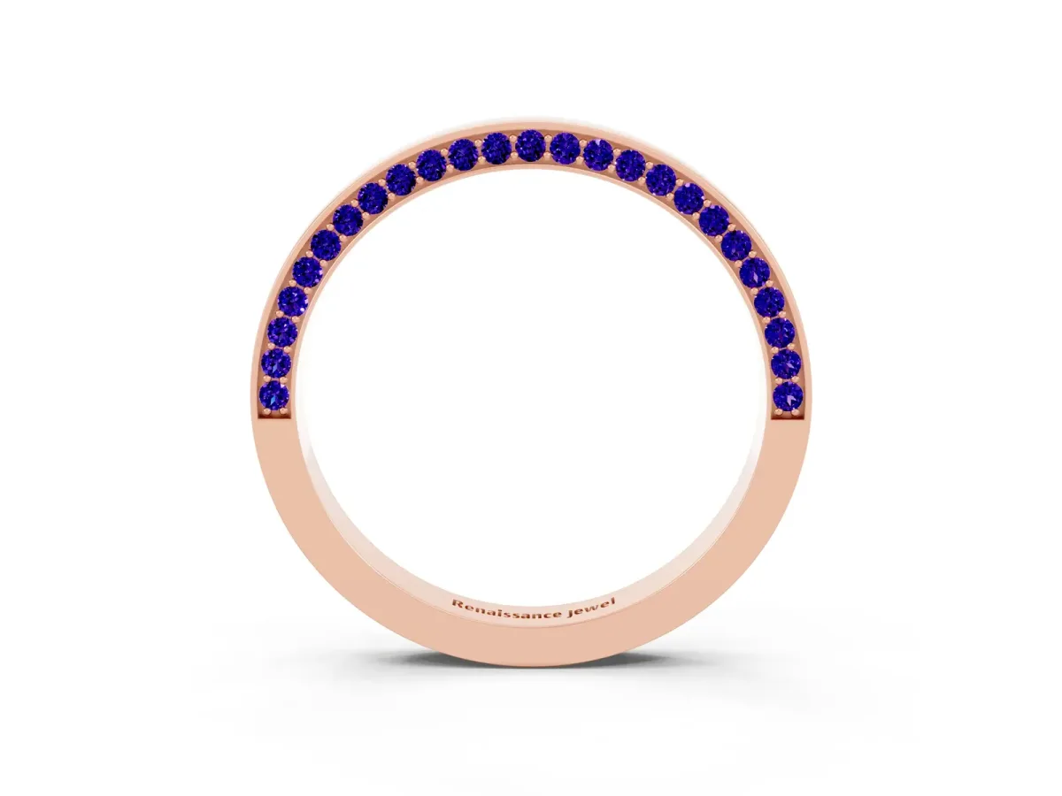 Pavé Round Tanzanite Channel Set Band Rose gold