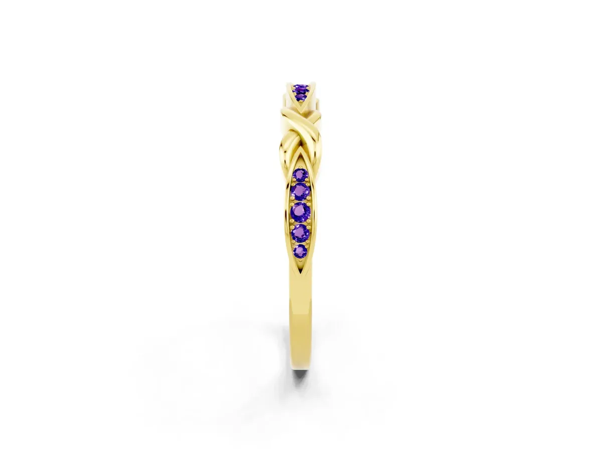Twisted Marquise Tanzanite Pavé Band with Shared Prong Setting Yellow gold